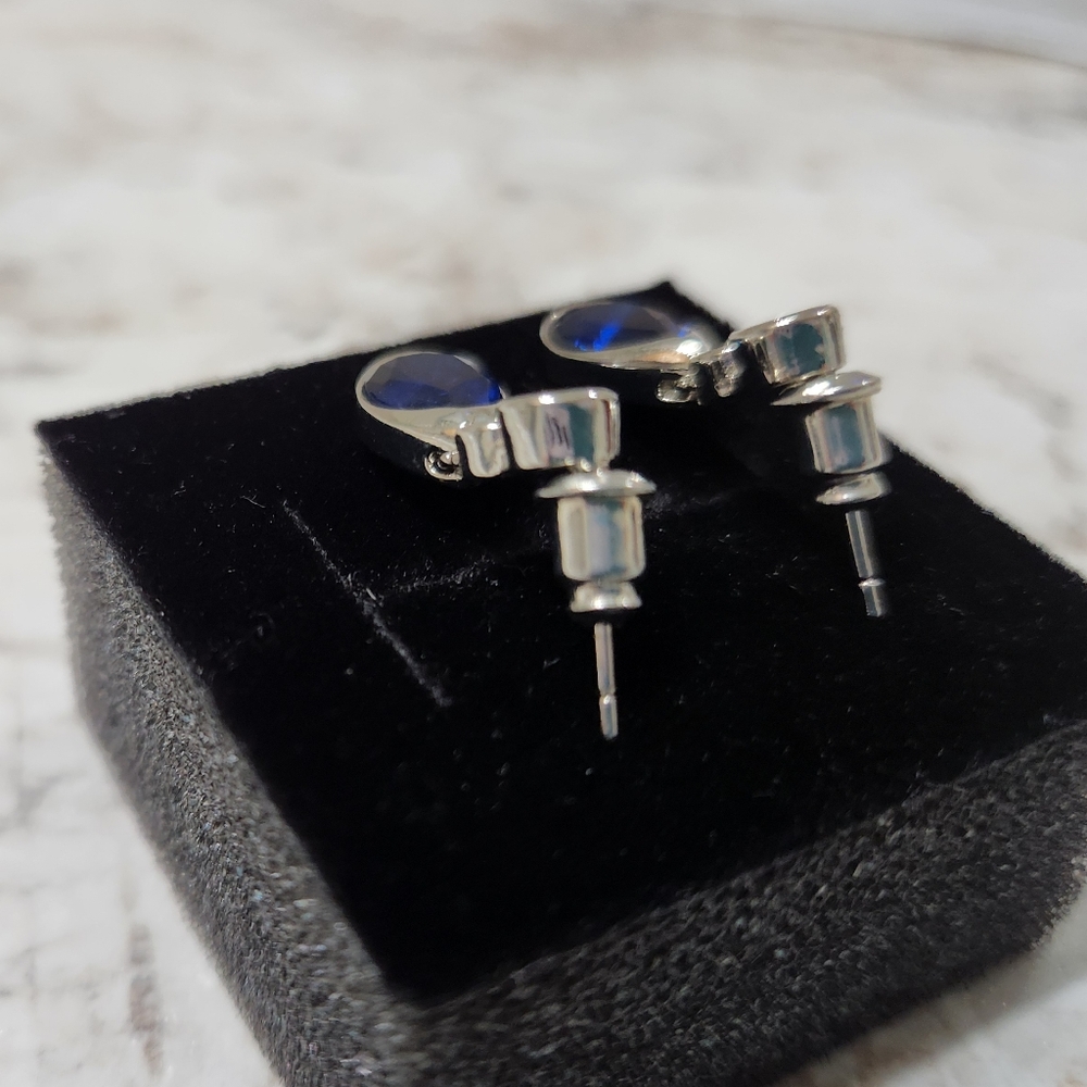 New Gemstone Blue Sapphire Drop Earrings - Picture 4 of 4